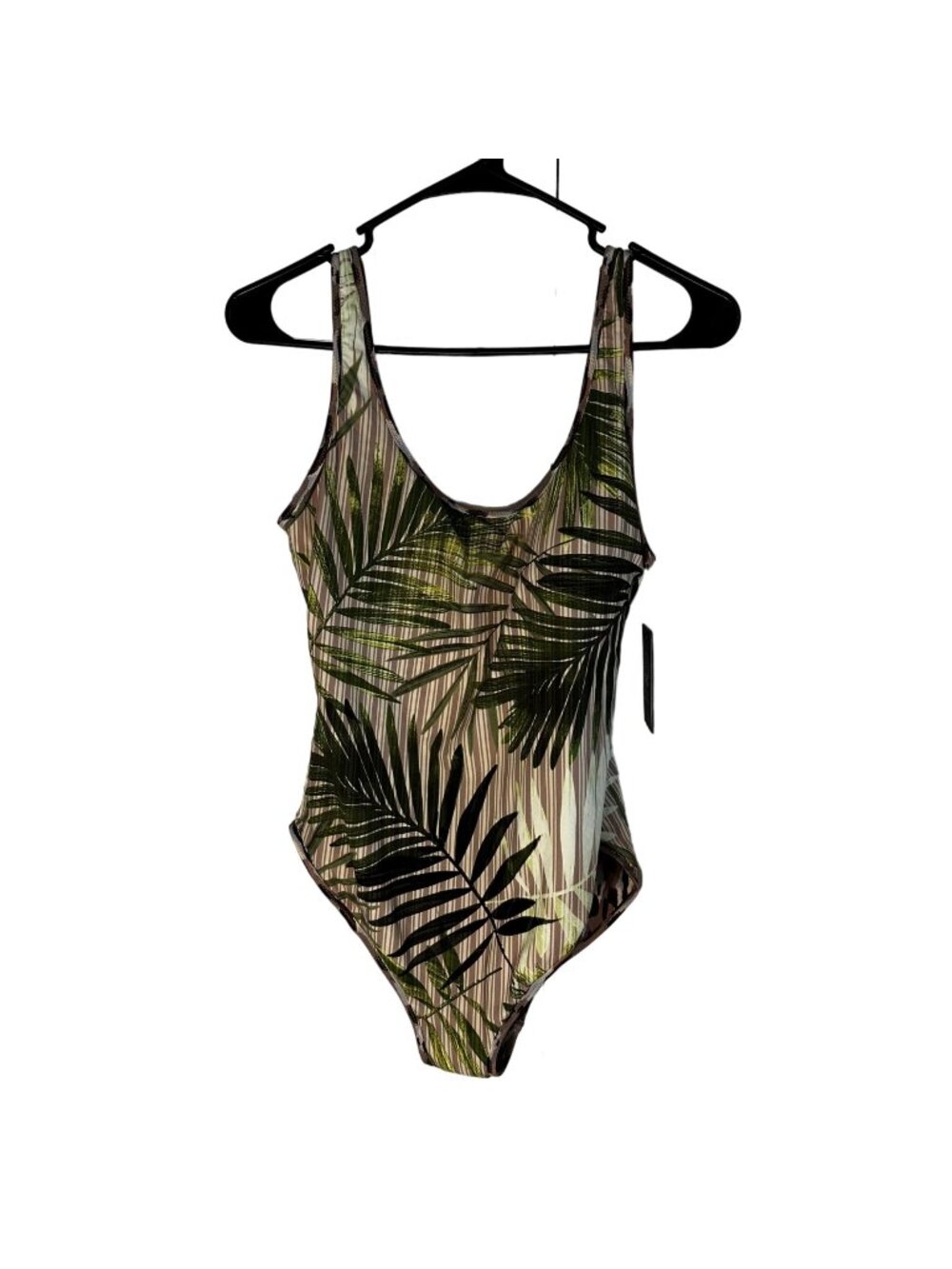 Vince Camuto Reversible One-Piece Swimsuit Leopard & Palm Print Size 14 Women's
